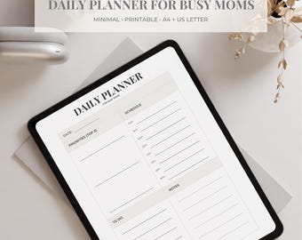 Daily Planner for Moms | Minimal Neutral Schedule (PDF)