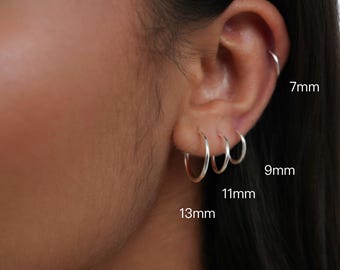 925 Sterling Silber Kleine Creolen, kleine Schläfer Creolen, Minimalistische Silber Knorpel Ohrringe, zweites Loch Stacking Creolen, Geschenk für Sie