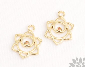 P1016-02-G// Chakra Series// Glossy Gold Plated Cubic Pointed Swadhisthana Pendant, 2pcs