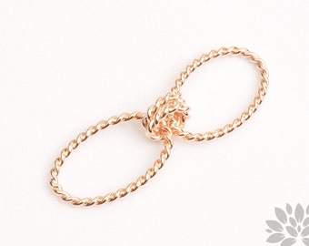 A371-RG// Glossy Rose Gold Plated Rope Style Double Oval Links, 2pcs