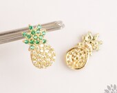 E387-G Gold Plated Cubic Pineapple Earring Post, 2pcs