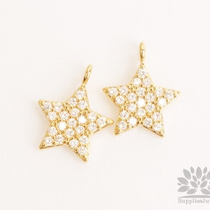 P1135-G// Gold Plated Cubic Star Pendant, 2pcs