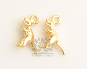 P1152-MG/MR// Matt Gold or Matt Rhodium Plated Tiny Dinosaur Pendant, 2pcs