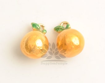 P1151-G/R// Gold or Rhodium Plated Mini Orange Pendant, 2pcs