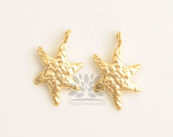 P1155-MG/MR/// Matt Gold or Matt Rhodium Plated Small Starfish Pendant, 2pcs