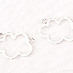 P795-R// Glossy Original Rhodium Plated Cloud Shape Connector, 2pcs image 2