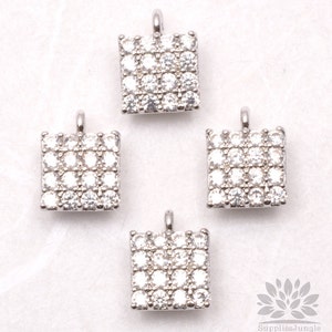 P478-R// Original Rhodium Plated 5mm Cubic Cube Pendant, 1 pc image 1