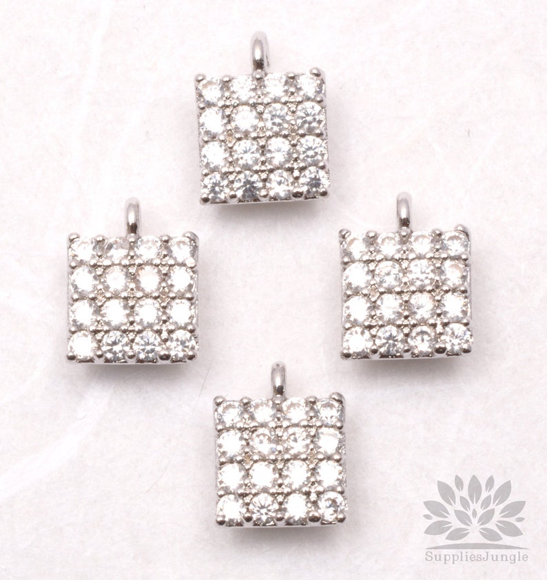 P478-R// Original Rhodium Plated 5mm Cubic Cube Pendant, 1 pc image 1