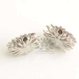 MB053-MG/MR/// Matt Gold or Matt Rhodium Plated Daisy Flower Beads, 2pcs image 10