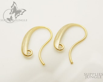 E105-MG// Matt Gold Plated Brushed Earwire, 4pcs