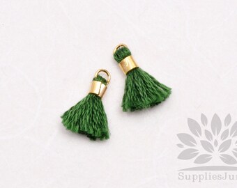 T010-GG// Grass Green Tiny 10mm Tassel, 6 pcs