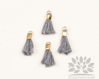 T010-GR// Gray Tiny 10mm Tassel, 6pcs