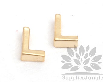 IP002-G-L// Matt Gold Plated Simple Initial "L" Pendant, 2 pcs