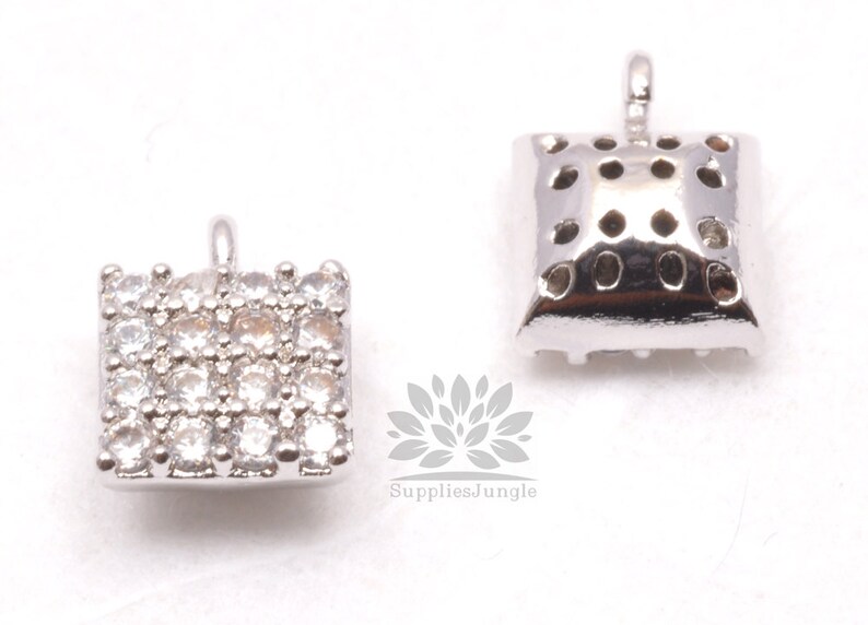 P478-R// Original Rhodium Plated 5mm Cubic Cube Pendant, 1 pc image 3