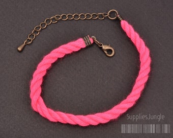 A315-NP// Neon Pink, Lobster Clasp with Extension Chain Bracelets, 2sets