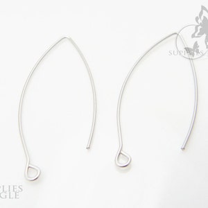 E103-MR// Matte Original Rhodium Plated Unique Earwire, 10 pcs image 1