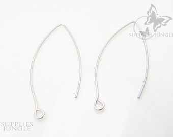 E103-MR// Matte Original Rhodium Plated Unique Earwire, 10 pcs