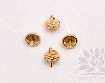 A336-G// Gold Plated 5mm Round Bead Cap, 10pcs