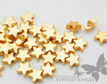 MB005-02-MG// Matt 14k Gold Plated Star Shape Metal Beads, 6pcs