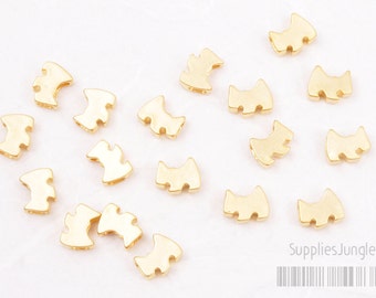 MB025-MG// Matt Gold Plated Mini Agata Dog Metal Bead, 6pcs