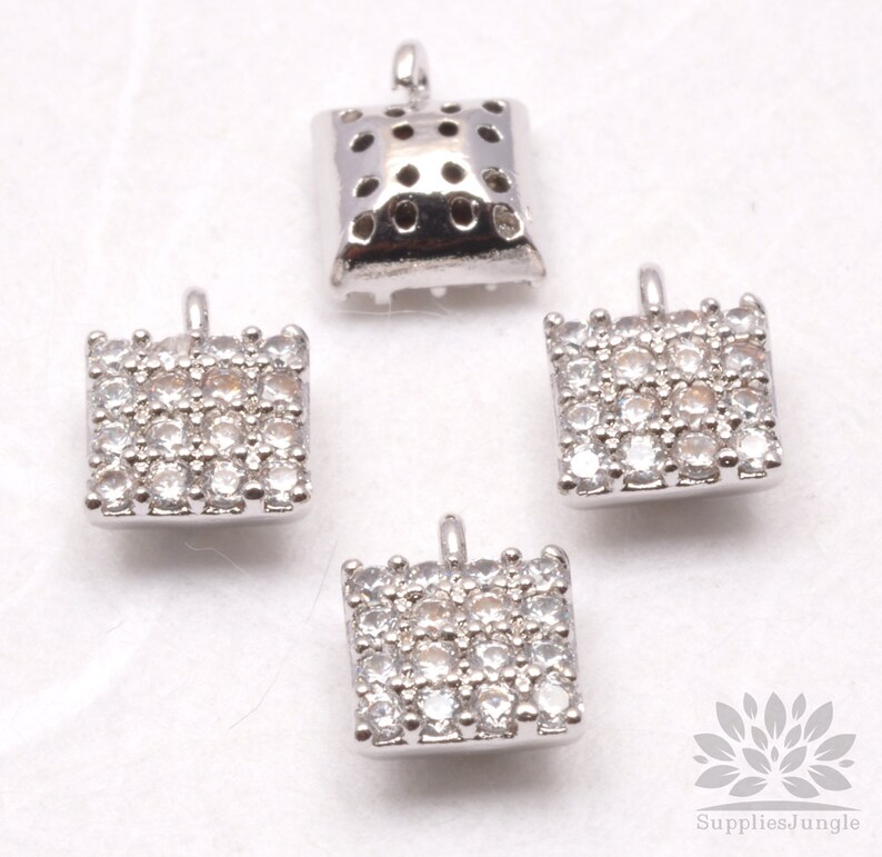 P478-R// Original Rhodium Plated 5mm Cubic Cube Pendant, 1 pc image 4