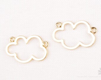 P795-G// Glossy Gold Plated Cloud Shape Connector, 2pcs