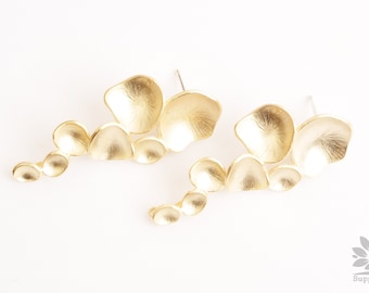 E388-MG// Matt Gold Plated Multi Bubble Earring Post, 2pcs