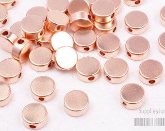MB008-02-MRG// Matte Rose Gold Plated Round Metal Beads, 6Pcs