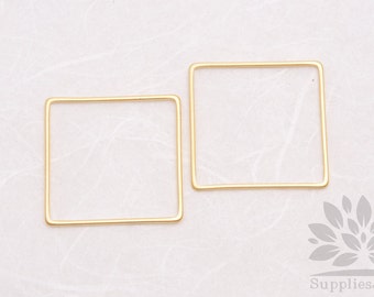 A330-01-MG// Matt Gold Plated 25mm Square Link, 4pcs