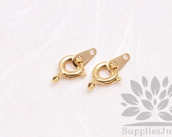 B012-01-G// Gold Plated 9mm Spring Clasp & Bar, 8 sets