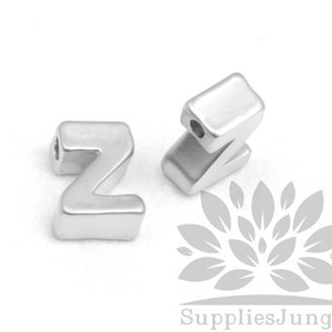 IP002-MR-Z// Matt Original Rhodium Plated Simple Initial Z Pendant, 2 pcs image 1