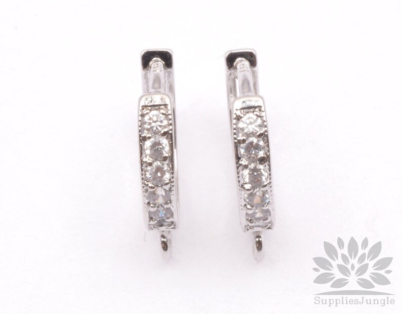 E194-R// Rhodium Plated Cubic One-touch Round Earring - Etsy