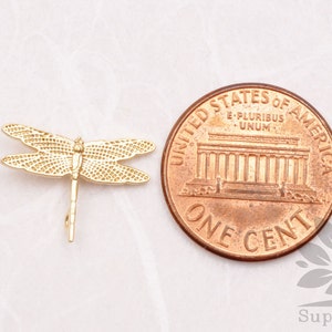 P563-MG// Matt Gold Plated Dragonfly Pendant, 2pcs image 3