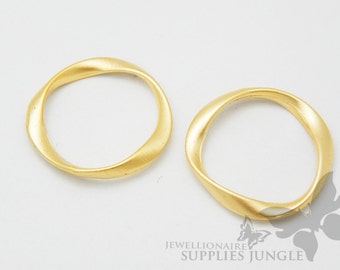 A303-02-MG// Matt Gold Plated Swirl Round Link, 4pcs