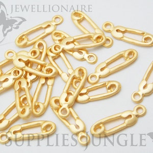 P107-02-MG// Matt Gold Plated Safety Pin Charms, 6pcs image 2