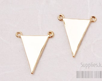 P405-01-G / / Glanzende vergulde driehoek hanger, 2 stuks