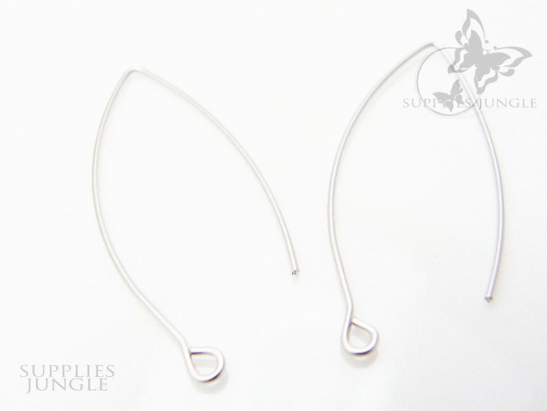 E103-MR// Matte Original Rhodium Plated Unique Earwire, 10 pcs image 2