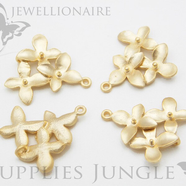 P078-MG// Matt Gold Plated Cherry Blossom Pendant, 2pcs