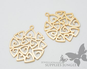 P202-MG// Matt Gold Plated Oriental Pendent, 2pcs