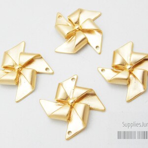 P348-02-MG// Matt Gold Plated Windmill Connector, 4pcs