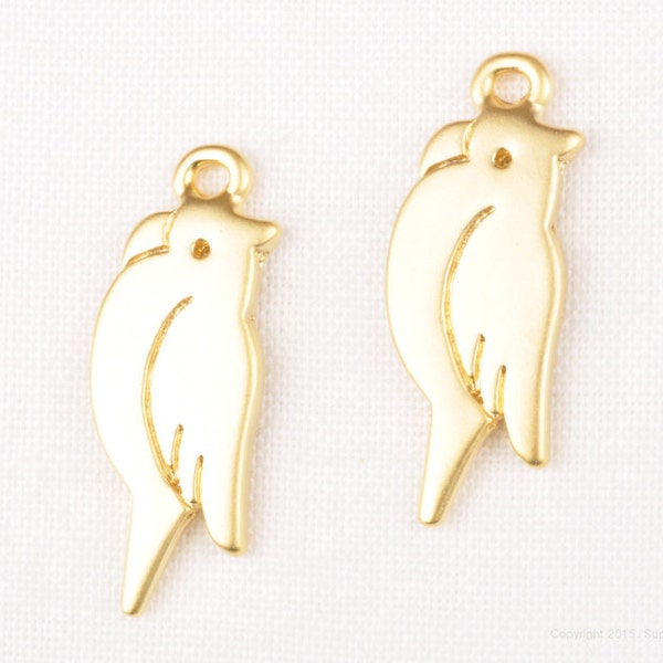 P805-MG// Matt Gold Plated Parrot Pendant, 4pcs