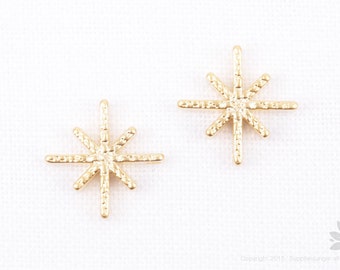 P720-MG// Matt Gold Plated Simple Snowflake Pendant, 2 pcs