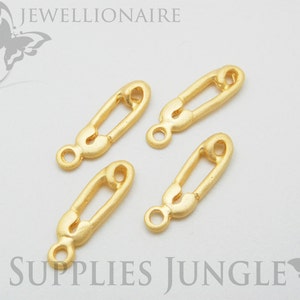 P107-02-MG// Matt Gold Plated Safety Pin Charms, 6pcs image 1