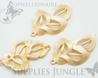 P109-MG// Matt Gold Plated Leaves Pendant, 4pcs