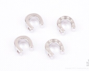 P668-MR// Matt Rhodium Plated Horseshoe Pendant, 4pcs