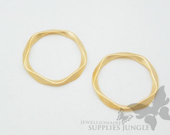 A304-MG// Matt Gold Plated Textured Round Link, 4pcs