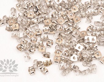 A345-R// Rhodium Plated Metal Brass Earring Stoppers, Earring Backs, Earring nuts50pcs