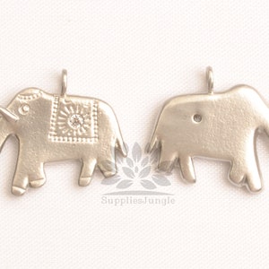 P1145-MG/MR/// Matt Gold or Matt Rhodium Plated Cubic Pointed Circus Elephant Pendant, 2pcs image 7