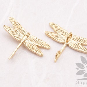 P563-MG// Matt Gold Plated Dragonfly Pendant, 2pcs image 2