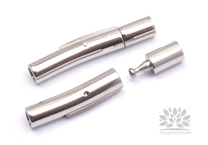 B006R// Stainless Steel 3.5mm Tube Crimp End Clasp 1 Set Etsy